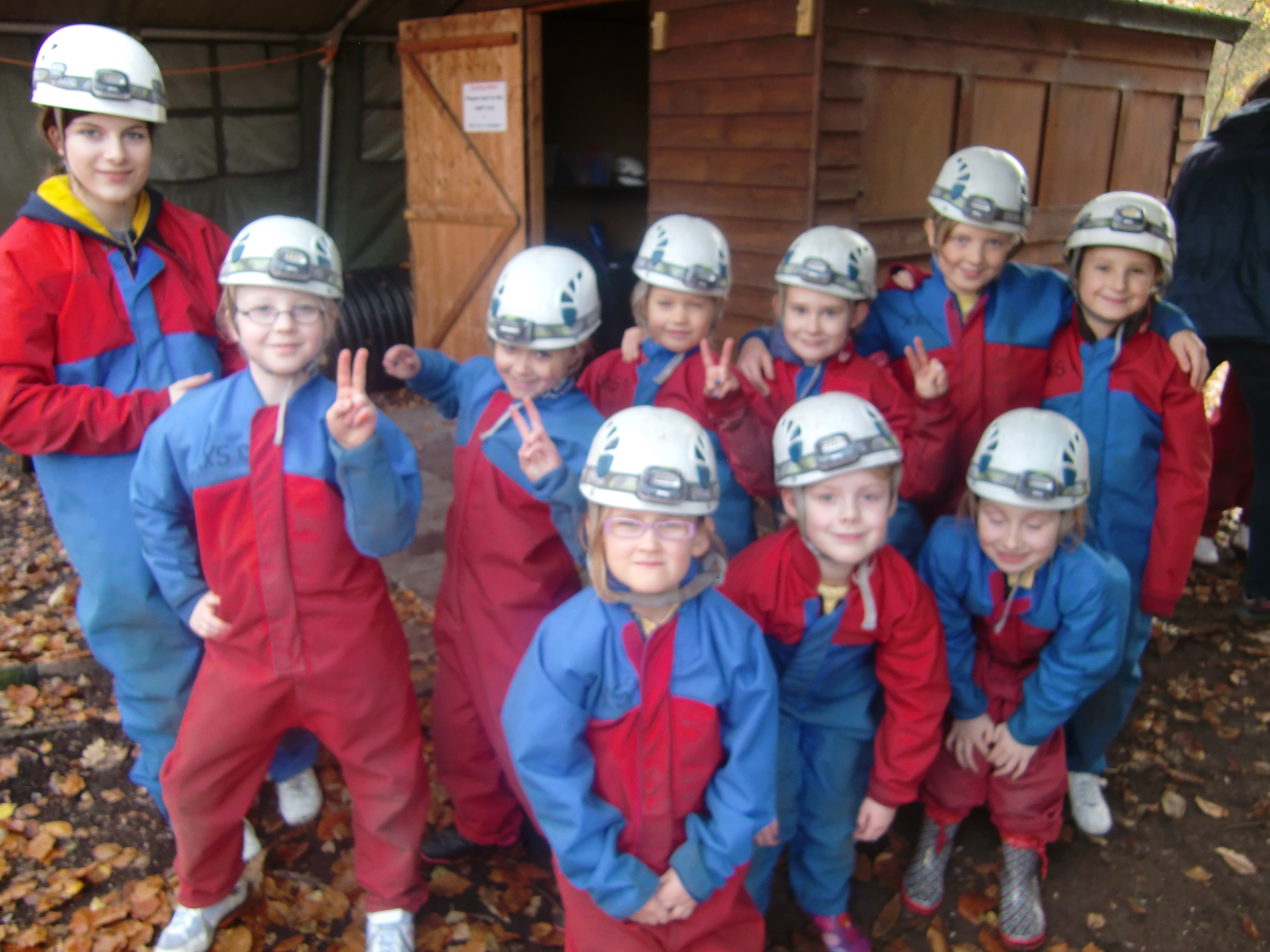 Brownies dressed for caving